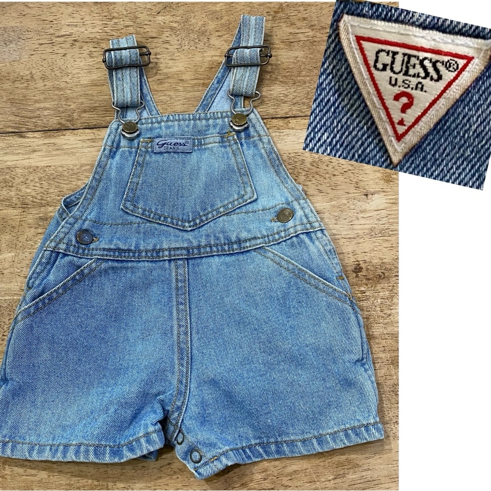 Vintage Baby Guess Size 9 Months Cotton‎ Denim Shortalls